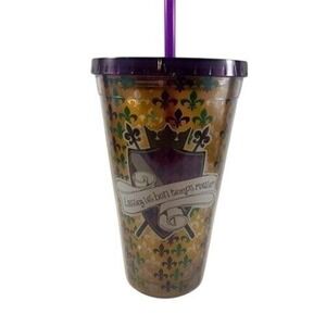 Mardi Gras Insulated Cup Straw Laissez Les Bon Temps Let The Good Times Roll New